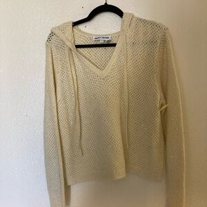 DKNY Cream V-Neck Knit Sweater